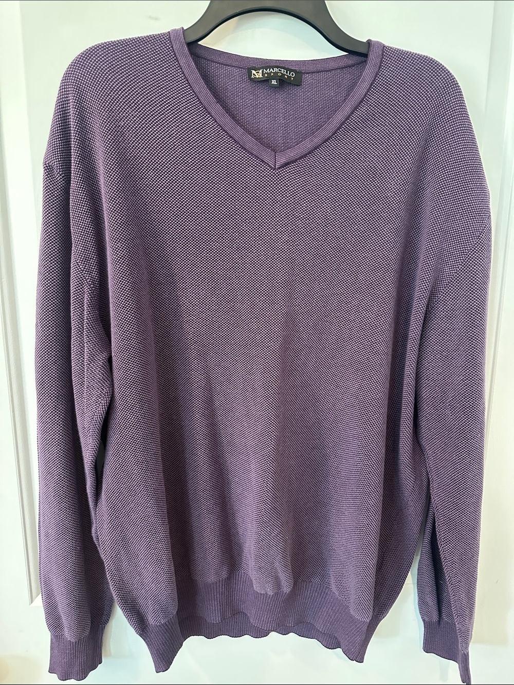 Marcello Men's Purple V-Neck Sweater